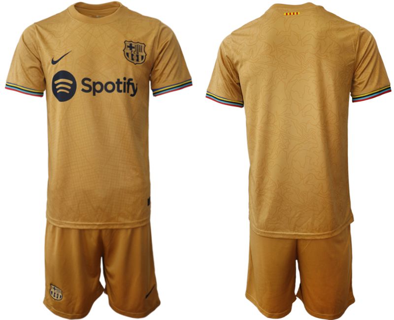 Men 2022-2023 Club Barcelona away yellow blank Soccer Jersey->barcelona jersey->Soccer Club Jersey
